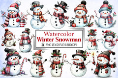 Christmas Snowman Clipart Bundle 9 - CraftNest - Digital Crafting and Art