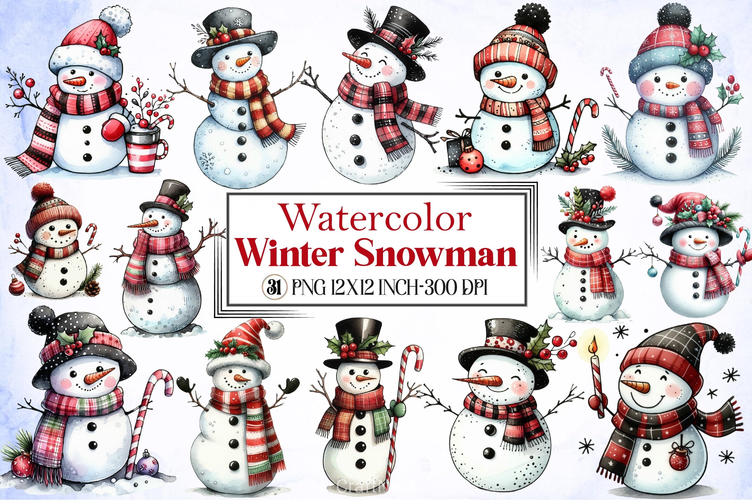 Christmas Snowman Clipart Bundle 9 - CraftNest - Digital Crafting and Art
