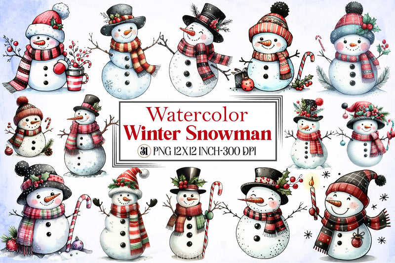 Christmas Snowman Clipart Bundle 9 - CraftNest - Digital Crafting and Art