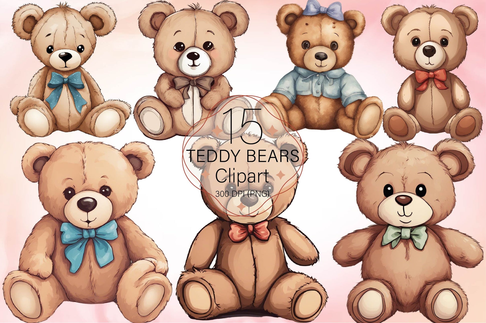 Teddy Bear Clipart Bundle 3 - CraftNest - Digital Crafting and Art