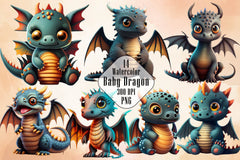Cute Baby Dragon Clipart Bundle 1 - CraftNest - Digital Crafting and Art