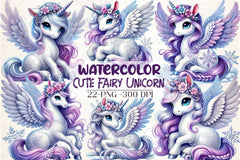 Cute Fairy Unicorn Clipart Bundle - CraftNest - Digital Crafting and Art