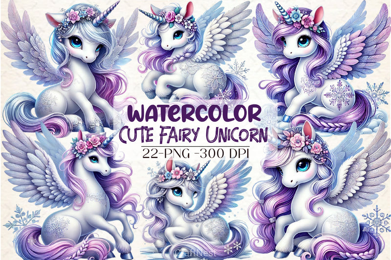 Cute Fairy Unicorn Clipart Bundle - CraftNest - Digital Crafting and Art