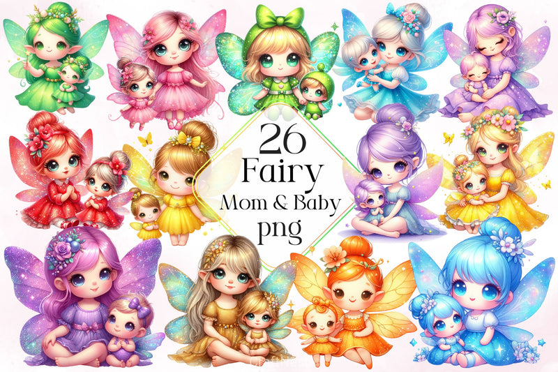 Fairy Mom And Baby Clipart Bundle 2 - CraftNest - Digital Crafting and Art