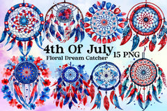 4th Of July Floral Dream Catcher Clipart Bundle - CraftNest - Digital Crafting and Art