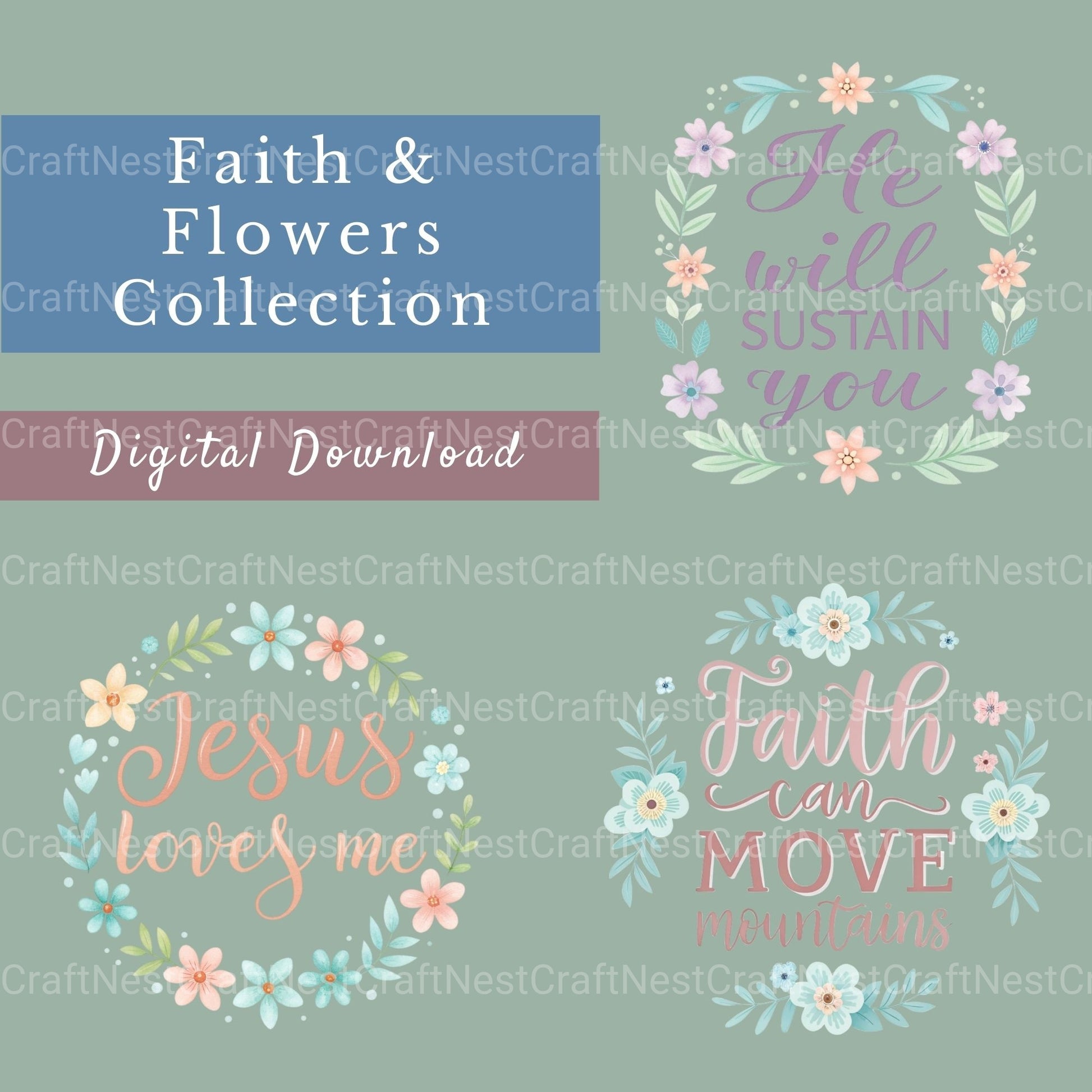 Faith & Flowers Clipart Bundle - CraftNest - Digital Crafting and Art