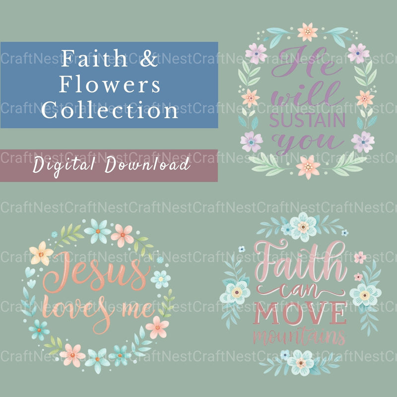 Faith & Flowers Clipart Bundle - CraftNest - Digital Crafting and Art