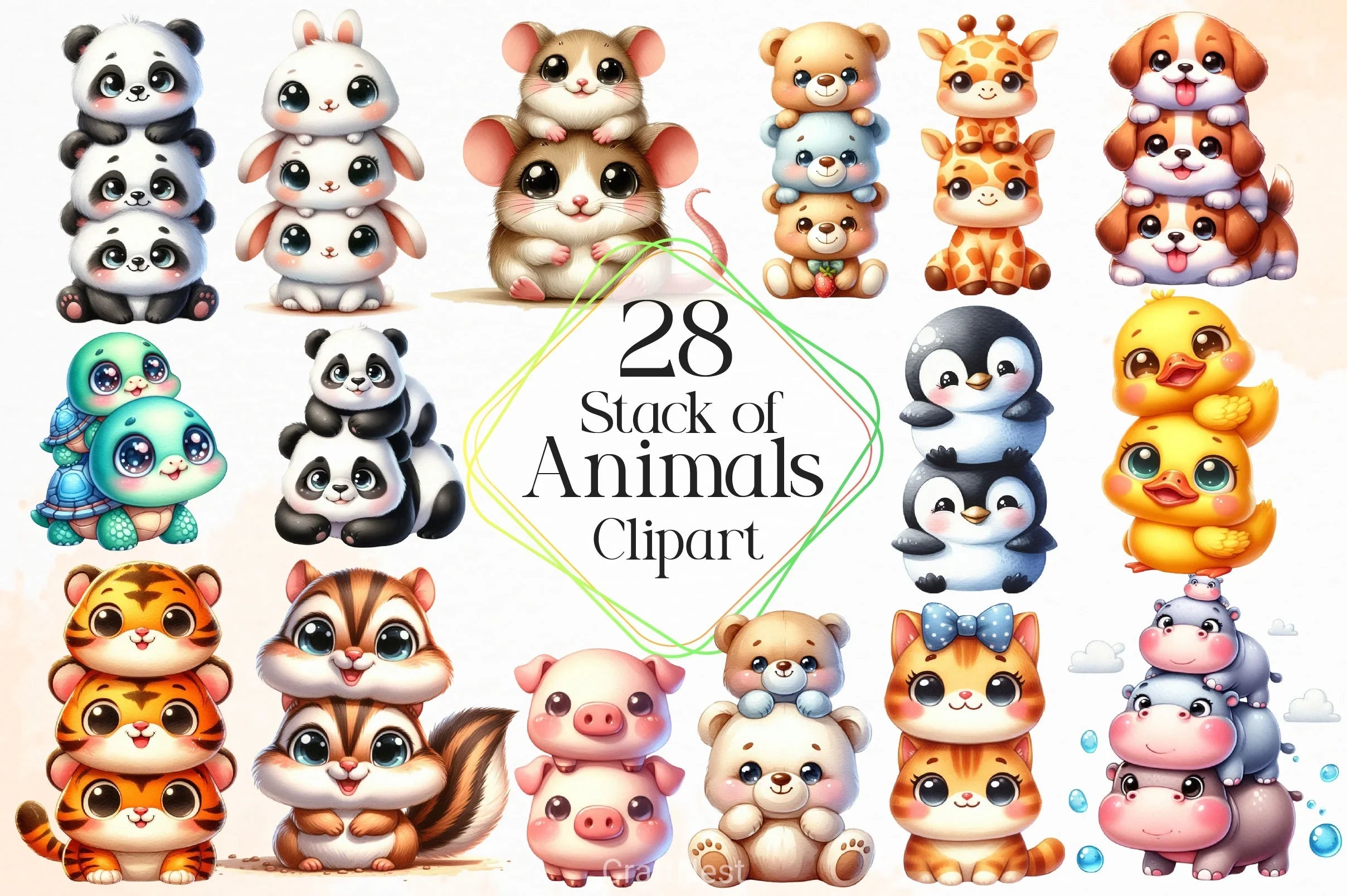 Amimal Stack Stack Of Animals Clipart Bundle