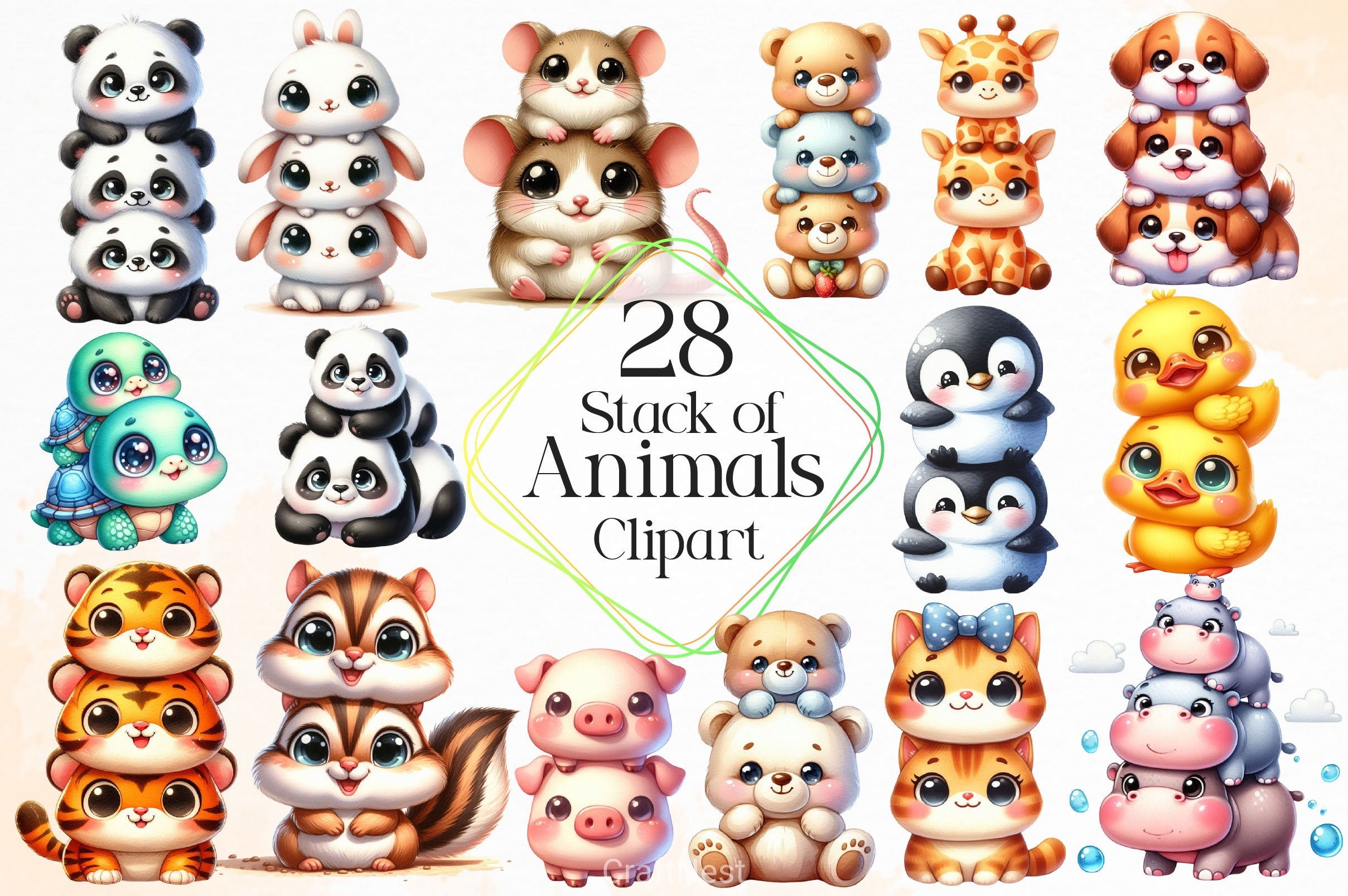 Stack Of Animals Clipart Bundle - CraftNest - Digital Crafting and Art