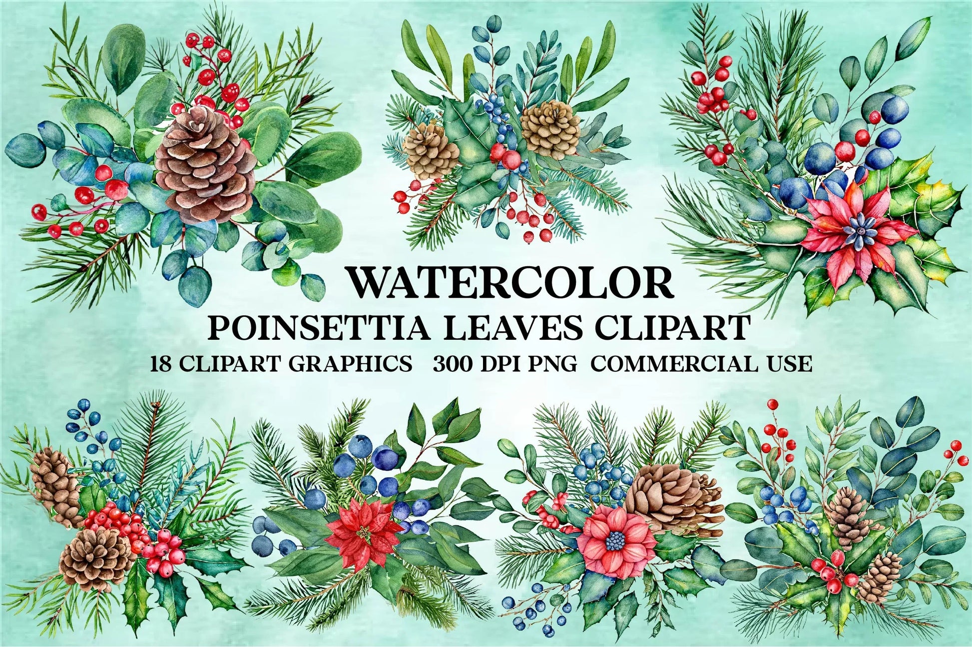 Poinsettia Leaves Clipart Bundle - CraftNest - Digital Crafting and Art