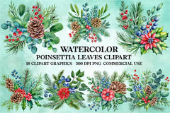 Poinsettia Leaves Clipart Bundle - CraftNest - Digital Crafting and Art