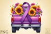 Purple Ribbon Cancer Truck Clipart Bundle