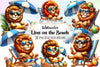 Cute Lion Beach Clipart Bundle