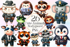 Cute Animals Bodyguard Animals Clipart Bundle - CraftNest - Digital Crafting and Art