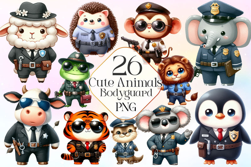 Cute Animals Bodyguard Animals Clipart Bundle - CraftNest - Digital Crafting and Art