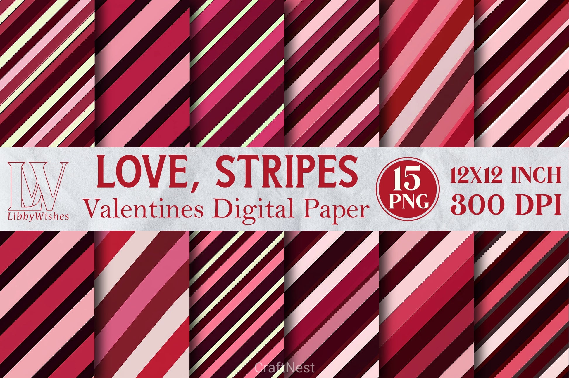 Love Stripes Valentine Clipart Bundle - CraftNest - Digital Crafting and Art