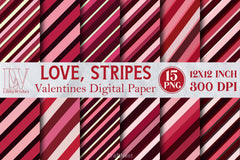 Love Stripes Valentine Clipart Bundle - CraftNest - Digital Crafting and Art