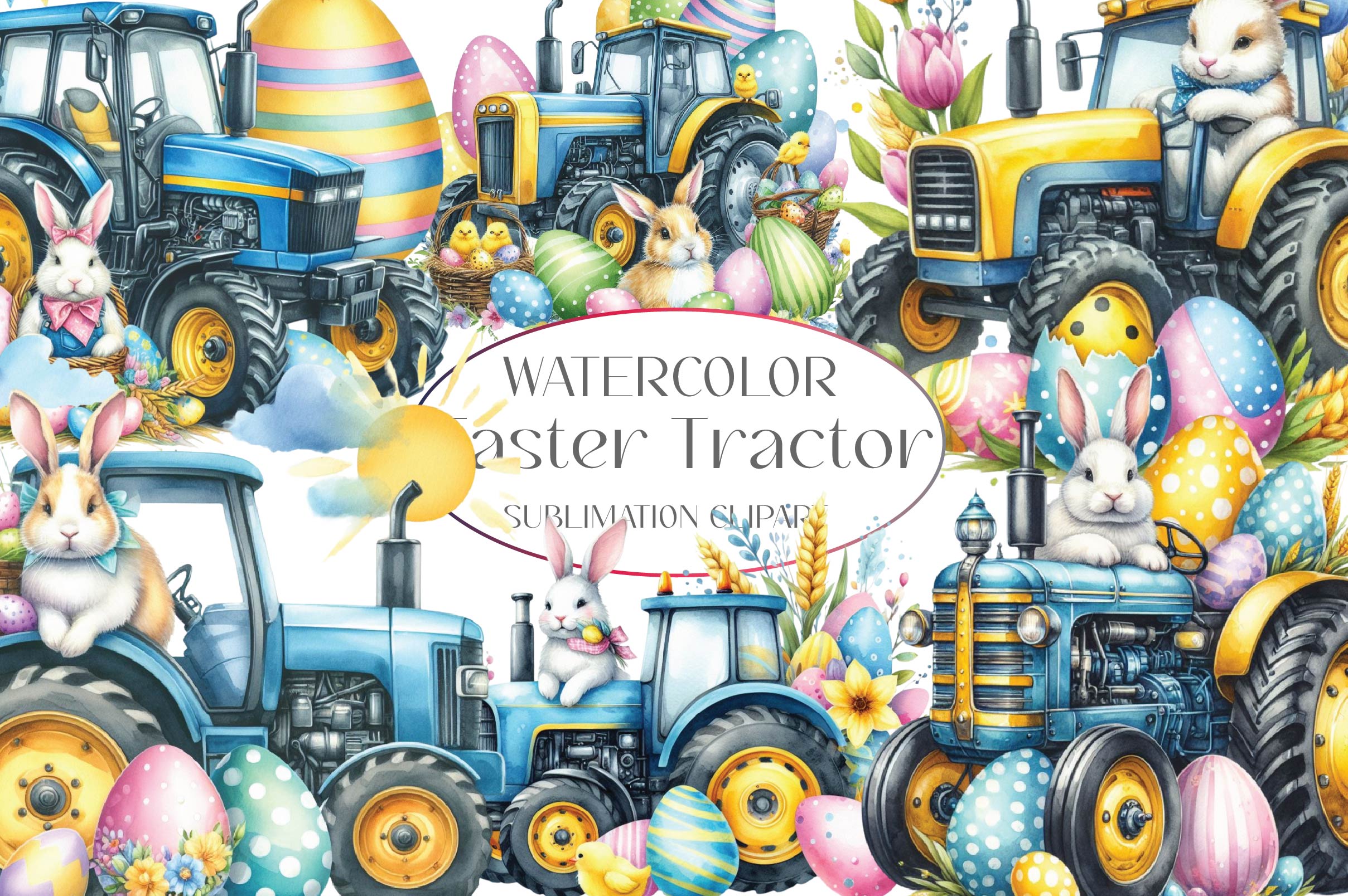 Easter Tractor Clipart Bundle - CraftNest - Digital Crafting and Art