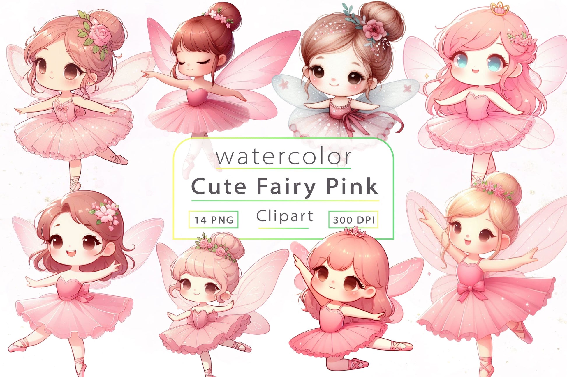 Cute Fairy Pink Clipart Bundle - CraftNest - Digital Crafting and Art