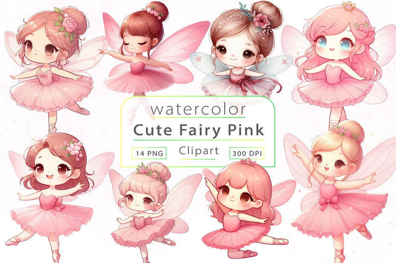 Cute Fairy Pink Clipart Bundle - CraftNest - Digital Crafting and Art