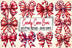 Candy Cane Bow Clipart Bundle - CraftNest - Digital Crafting and Art