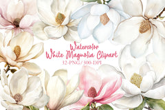 White Magnolia Clipart Bundle - CraftNest - Digital Crafting and Art