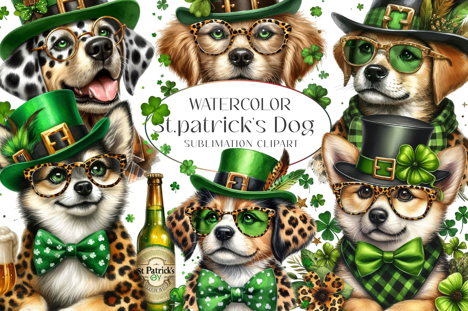 St Patricks Dog Clipart Bundle - CraftNest - Digital Crafting and Art
