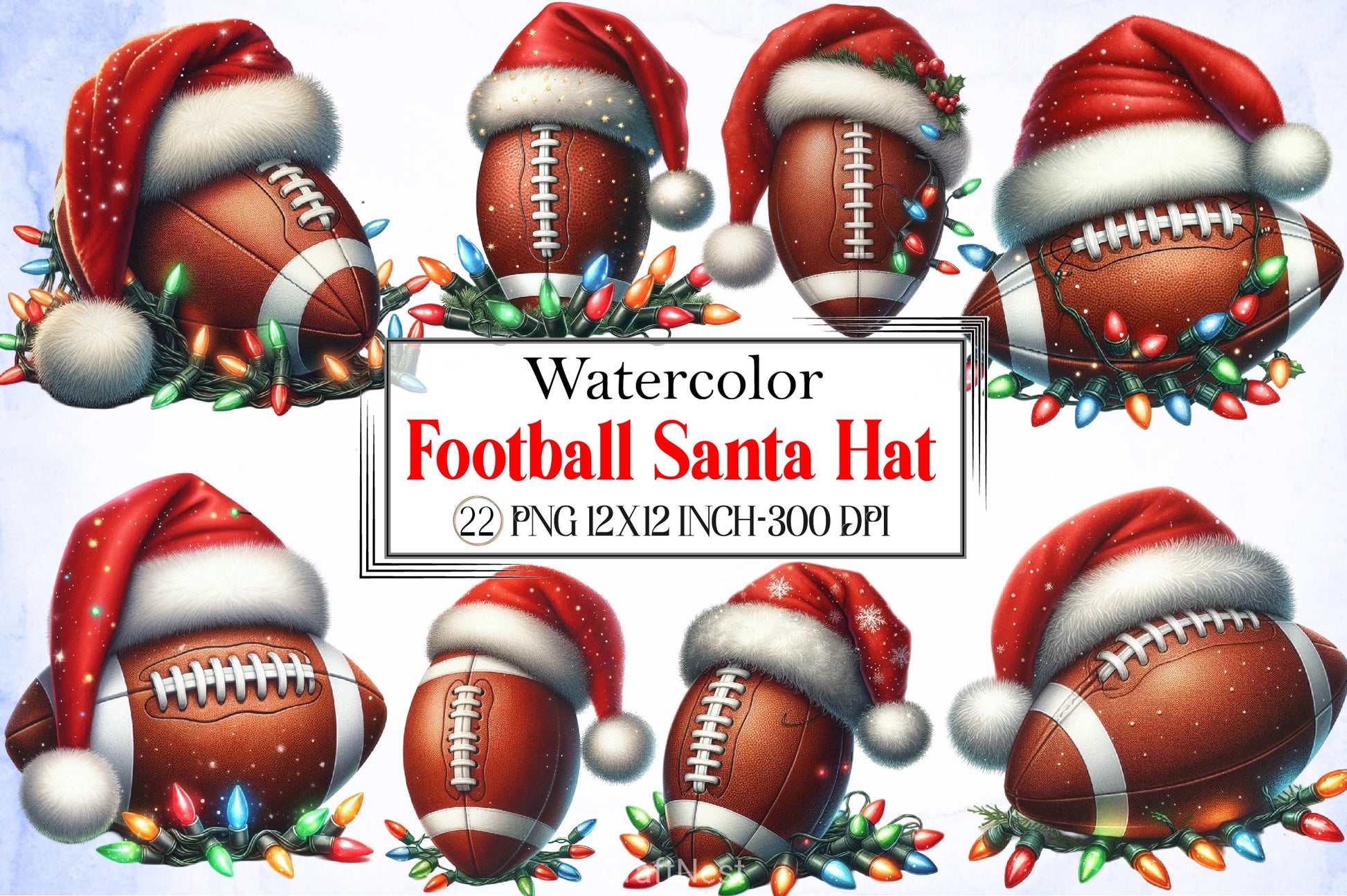Football Santa Hat Clipart Bundle - CraftNest - Digital Crafting and Art