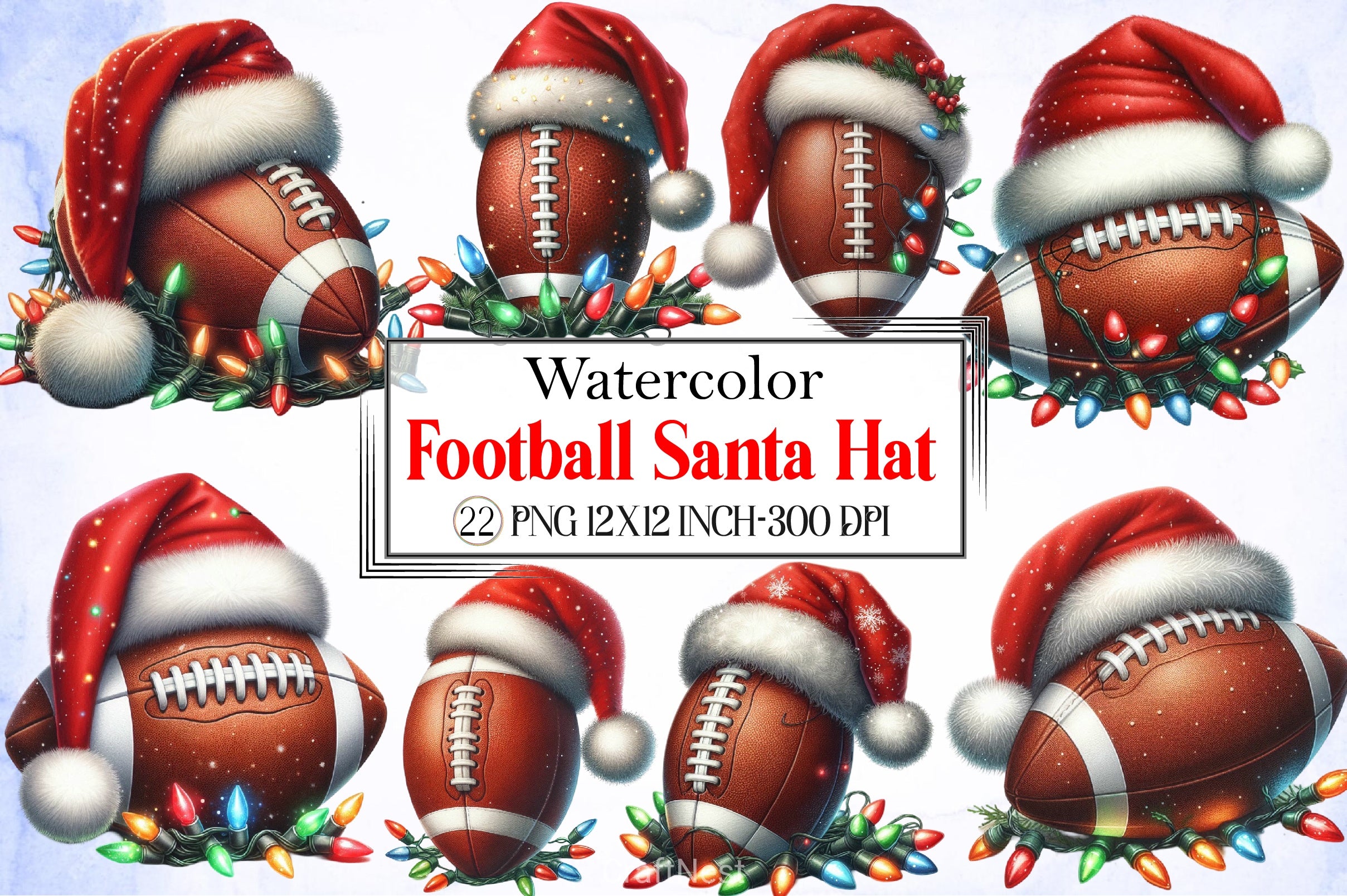 Football Santa Hat Clipart Bundle - CraftNest - Digital Crafting and Art