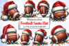 Football Santa Hat Clipart Bundle