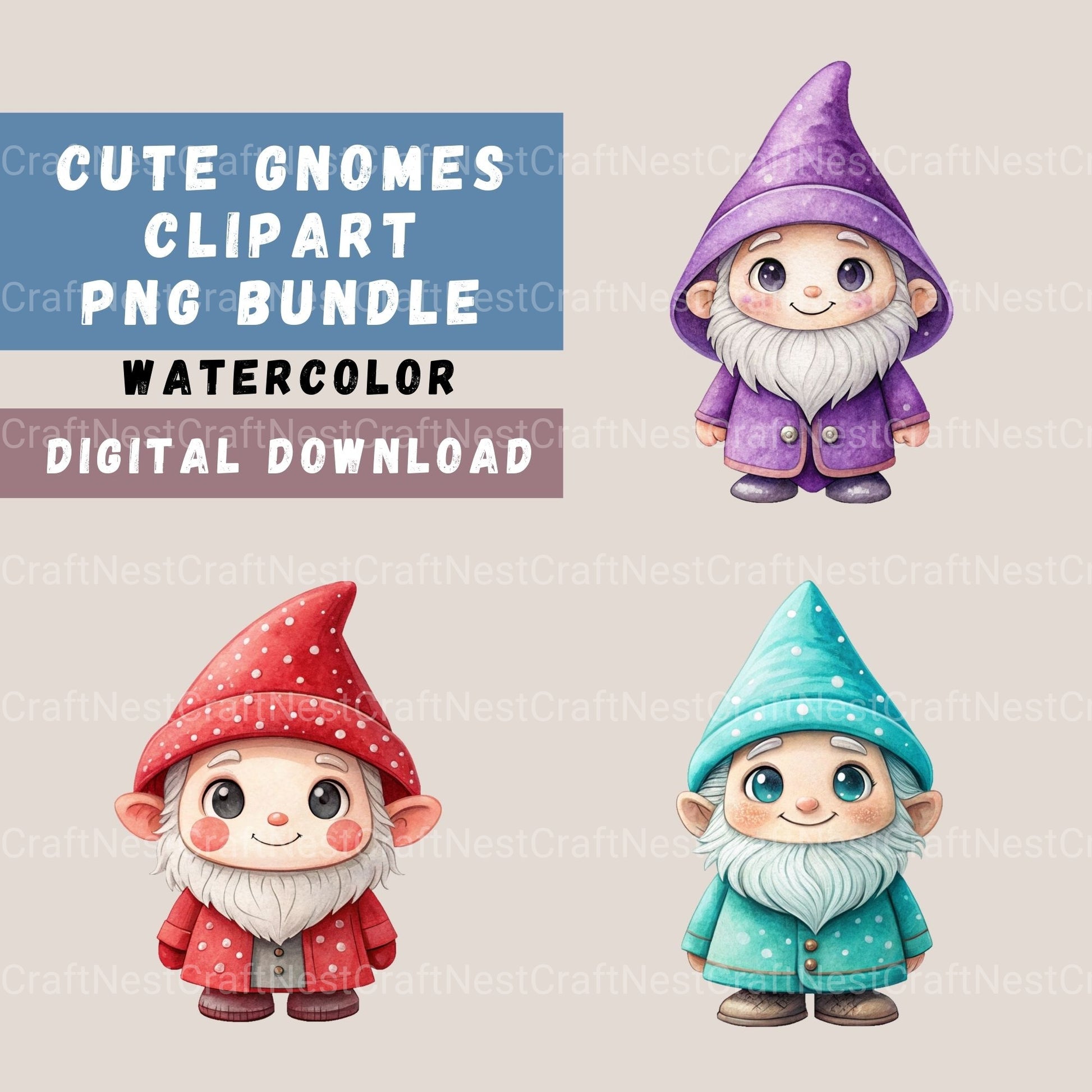 Gnomes Clipart Bundle - CraftNest - Digital Crafting and Art