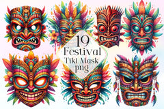 Festival Tiki Mask Clipart Bundle 2 - CraftNest - Digital Crafting and Art