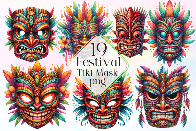 Festival Tiki Mask Clipart Bundle 2 - CraftNest - Digital Crafting and Art