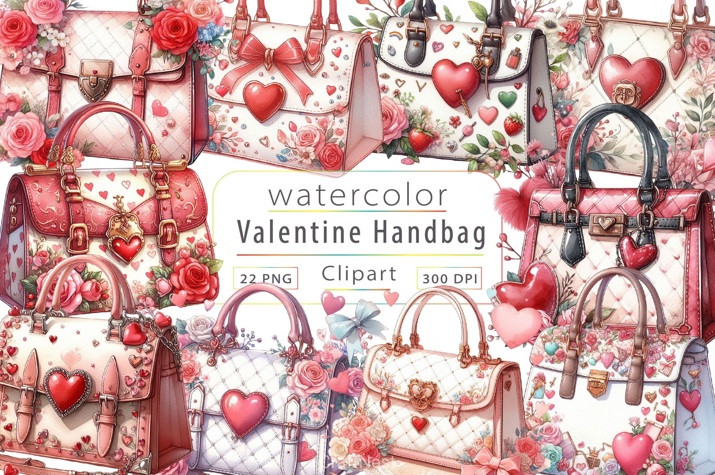 Valentine Handbag Clipart Bundle - CraftNest - Digital Crafting and Art