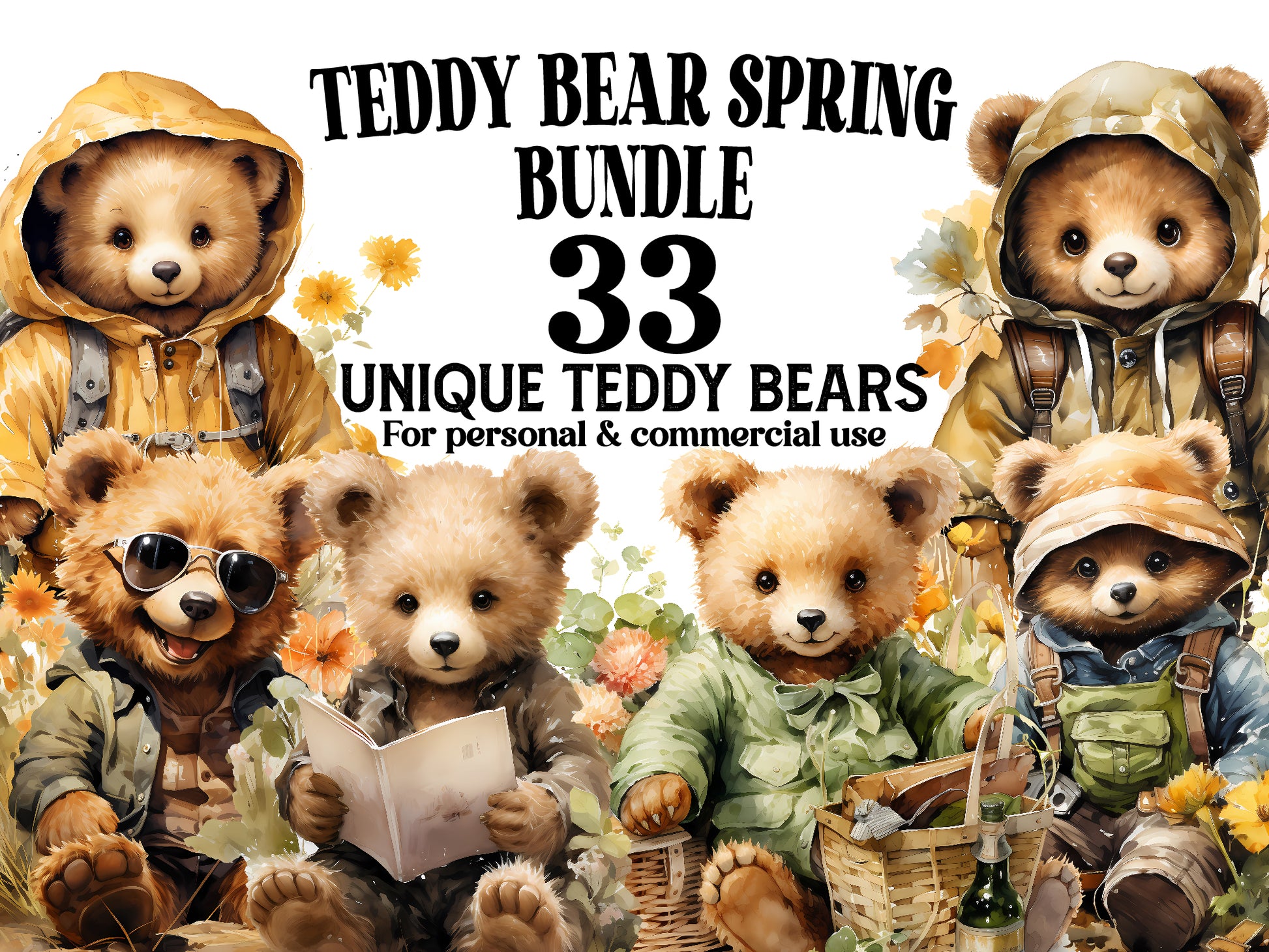 Teddy Bear Spring Clipart - CraftNest