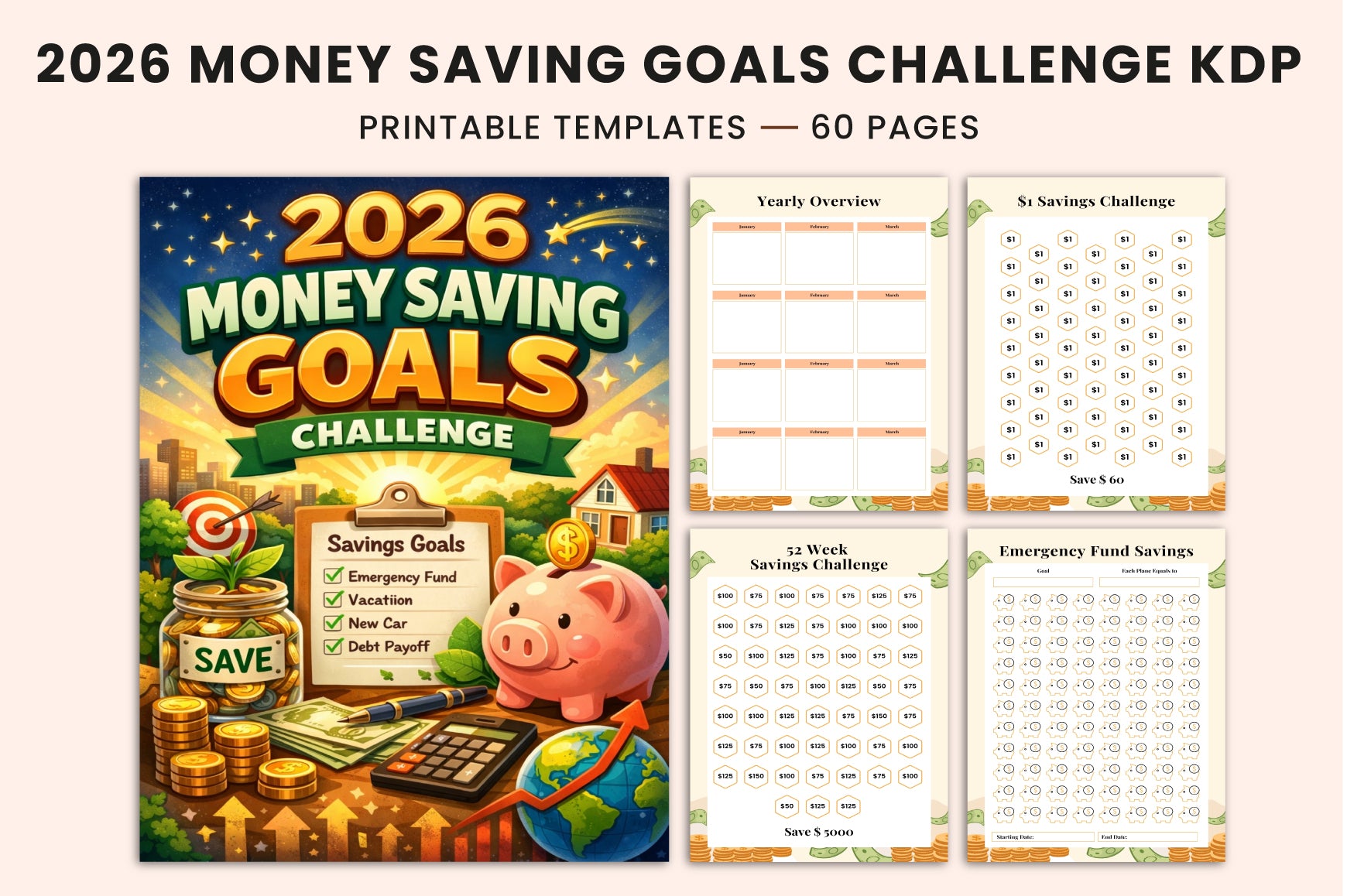 Money Saving Goals Challenge Planner