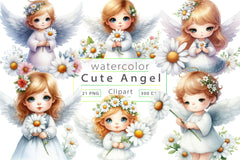 Cute Angel Clipart Bundle - CraftNest - Digital Crafting and Art
