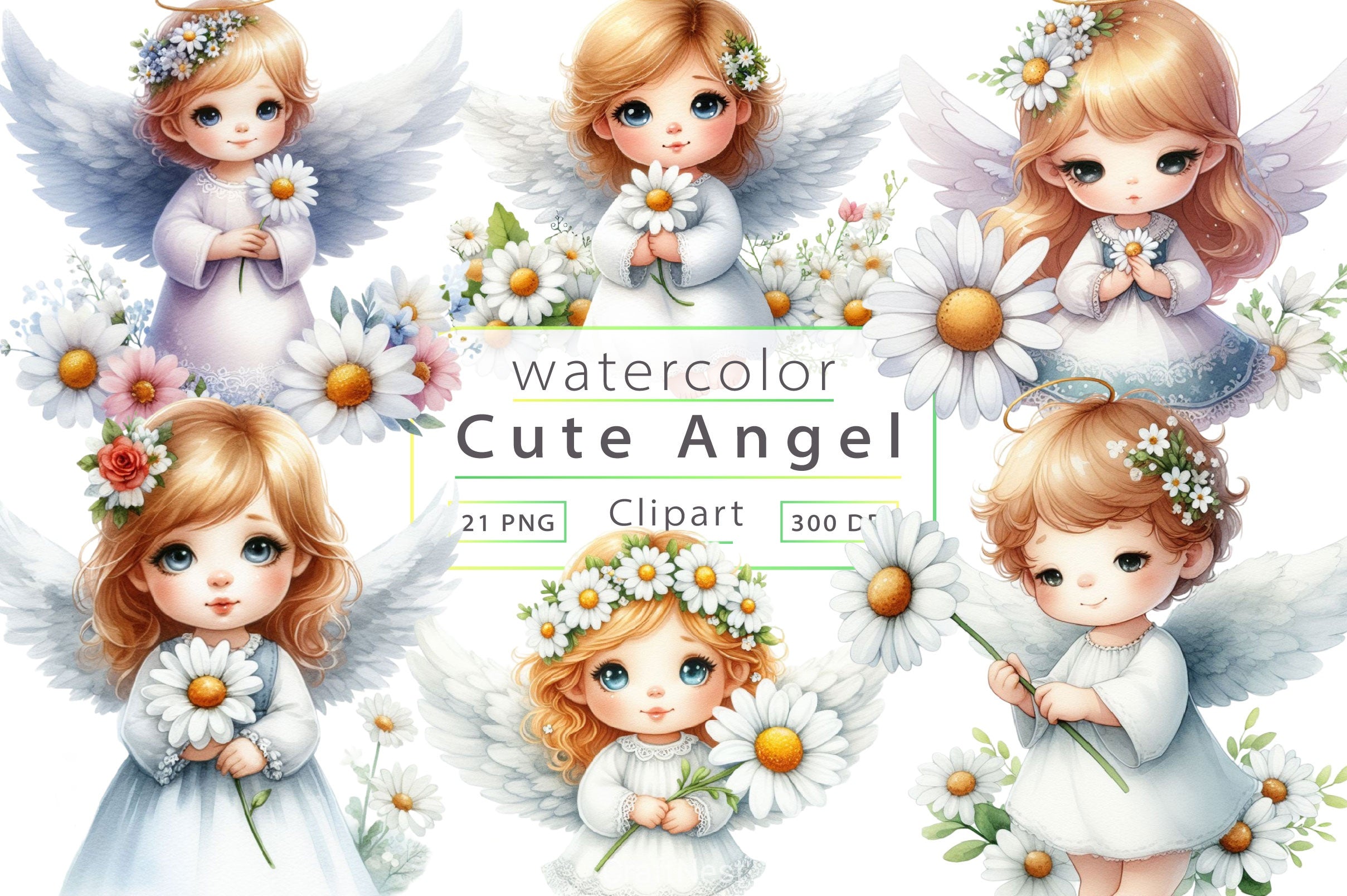 Cute Angel Clipart Bundle - CraftNest - Digital Crafting and Art