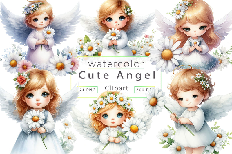 Cute Angel Clipart Bundle - CraftNest - Digital Crafting and Art