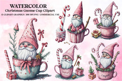 Christmas Gnome In A Cup Clipart Bundle 1 - CraftNest - Digital Crafting and Art