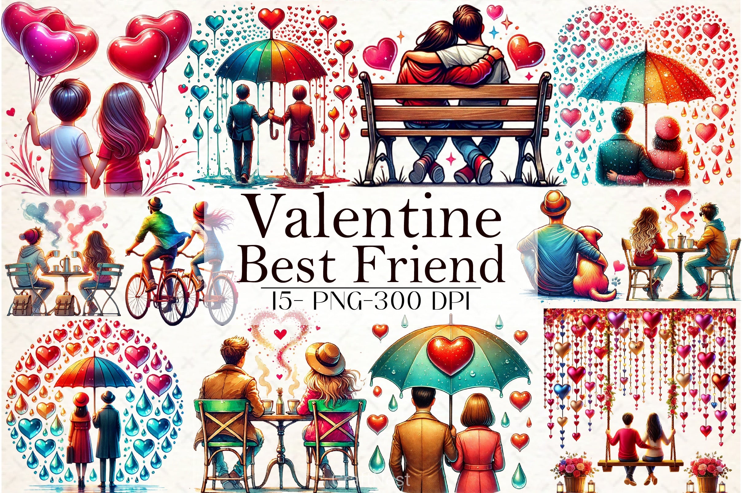 Valentine Best Friend Clipart Bundle - CraftNest - Digital Crafting and Art