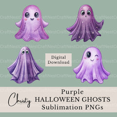 Purple Ghosts Clipart Bundle - CraftNest - Digital Crafting and Art