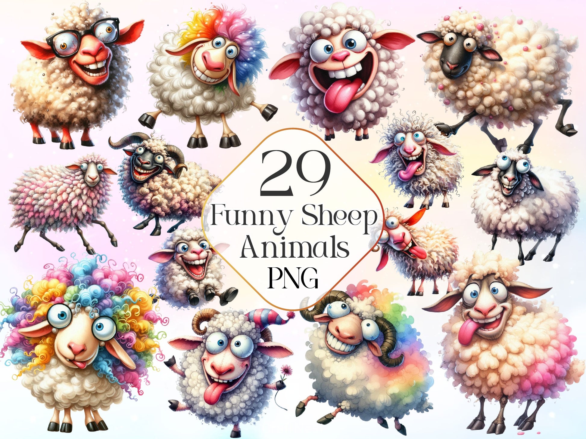 Funny Sheep Animals Clipart Bundle 4 - CraftNest - Digital Crafting and Art