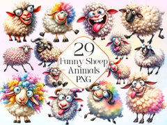 Funny Sheep Animals Clipart Bundle 4 - CraftNest - Digital Crafting and Art