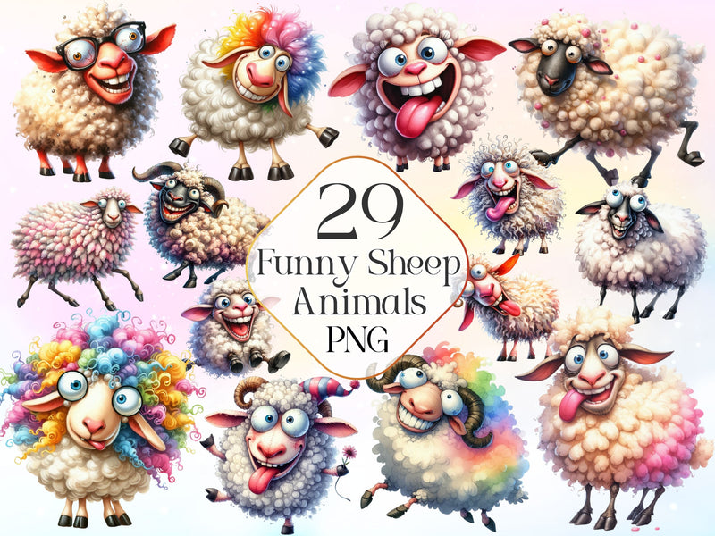 Funny Sheep Animals Clipart Bundle 4 - CraftNest - Digital Crafting and Art