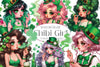 St Patrick's Day Chibi Girl Clipart Bundle