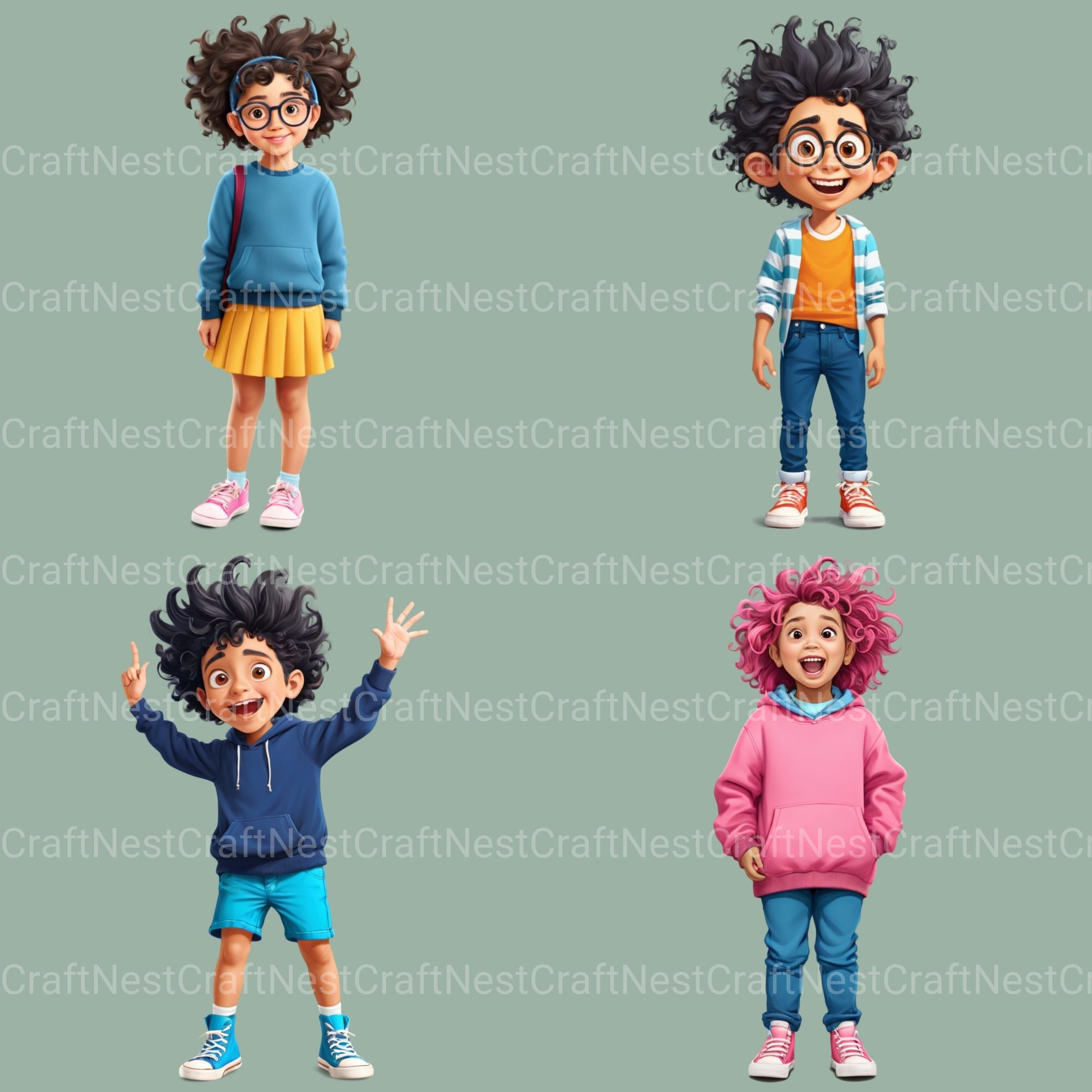 Quirky Kids Hispanic Clipart Bundle - CraftNest - Digital Crafting and Art