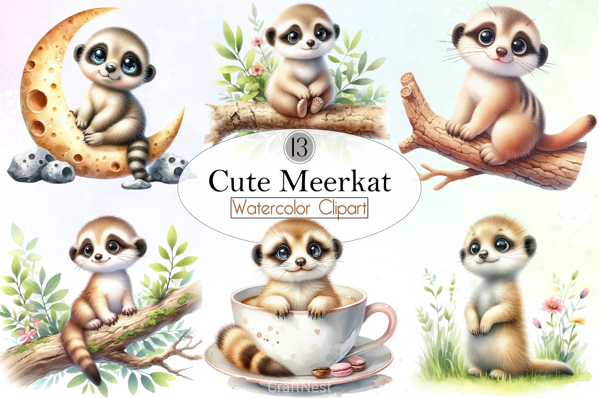 Cute Meerkat Clipart Bundle - CraftNest - Digital Crafting and Art