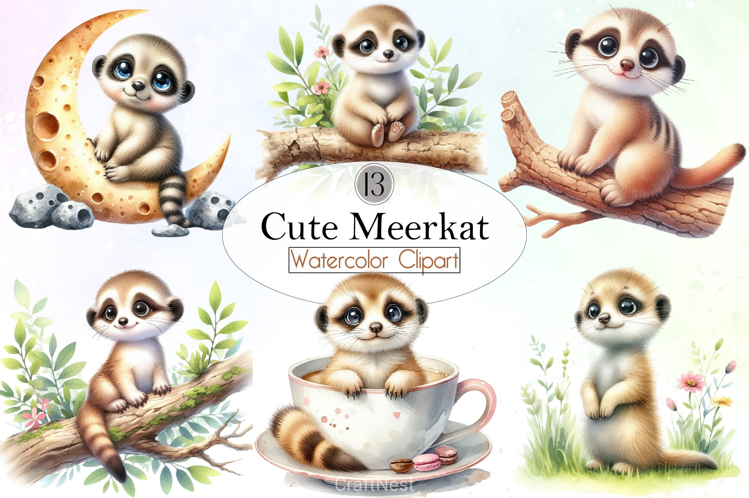 Cute Meerkat Clipart Bundle - CraftNest - Digital Crafting and Art