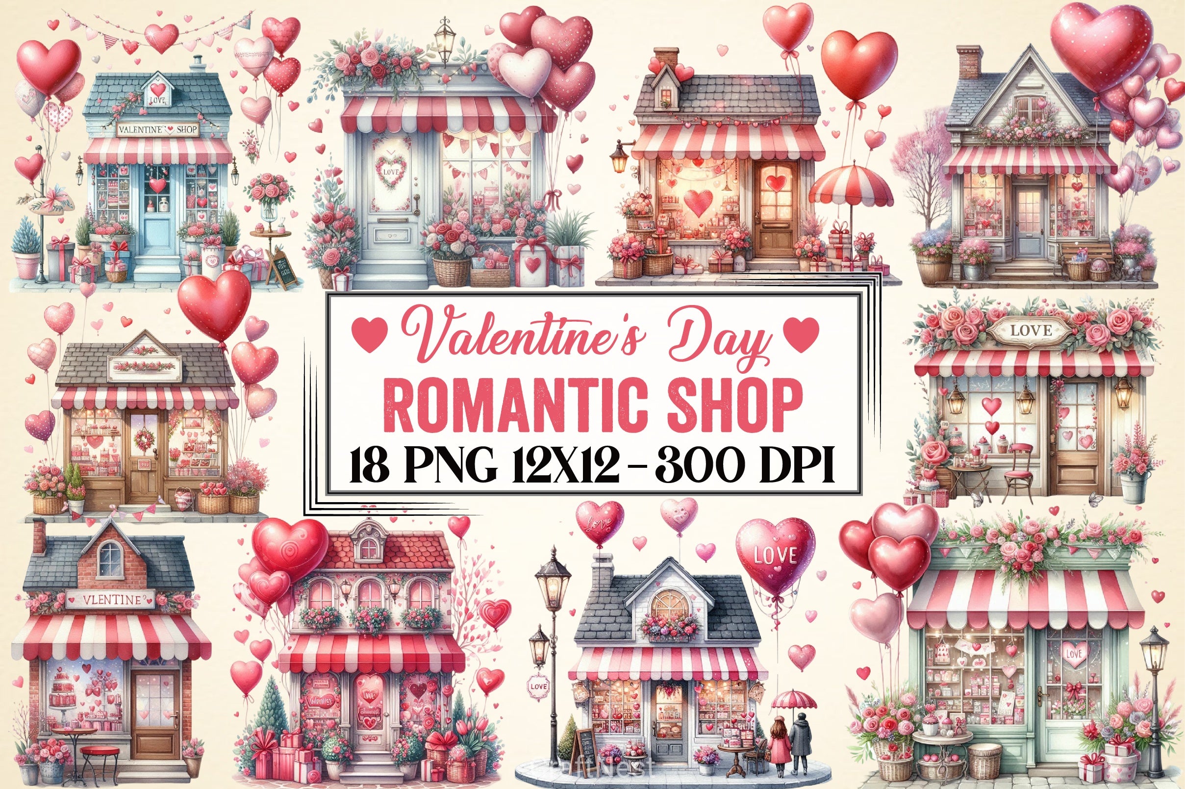 Romantic Valentine's Day Clipart Bundle 3 - CraftNest - Digital Crafting and Art